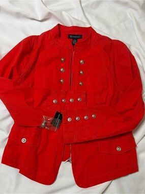 INC International Concepts Red Military-Style Button Jacket NWT